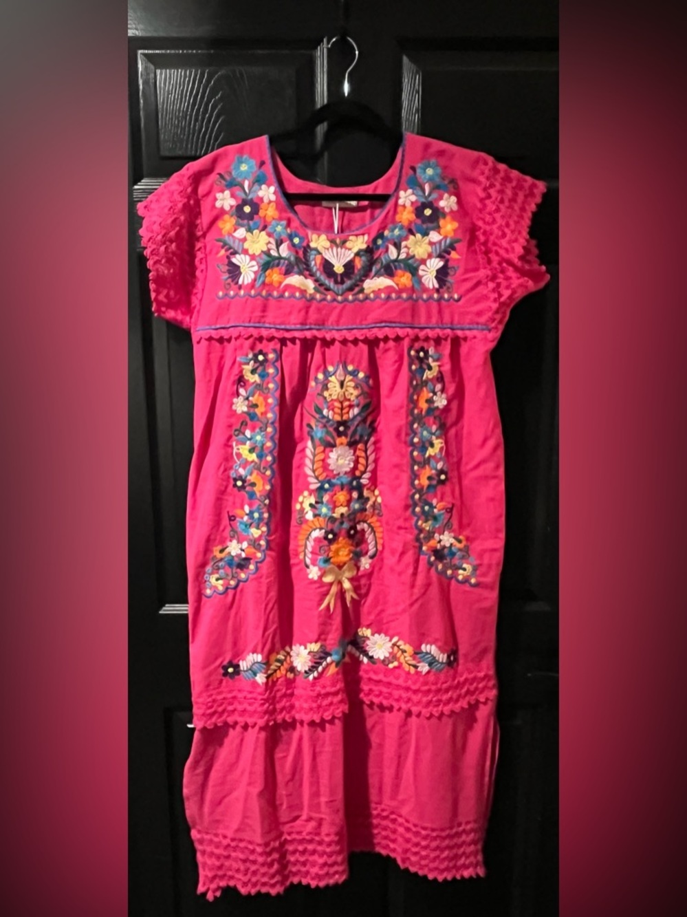 NEW YZXDORWJ 100% Cotton Embroidered Mexican Peasant Dress NWT